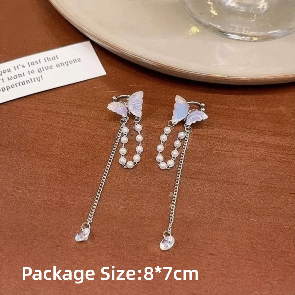 1 Pair Shiny Zircon No Piercing Earring Luxury Design Tassel Earring Ear Cuff  Female Accessories
