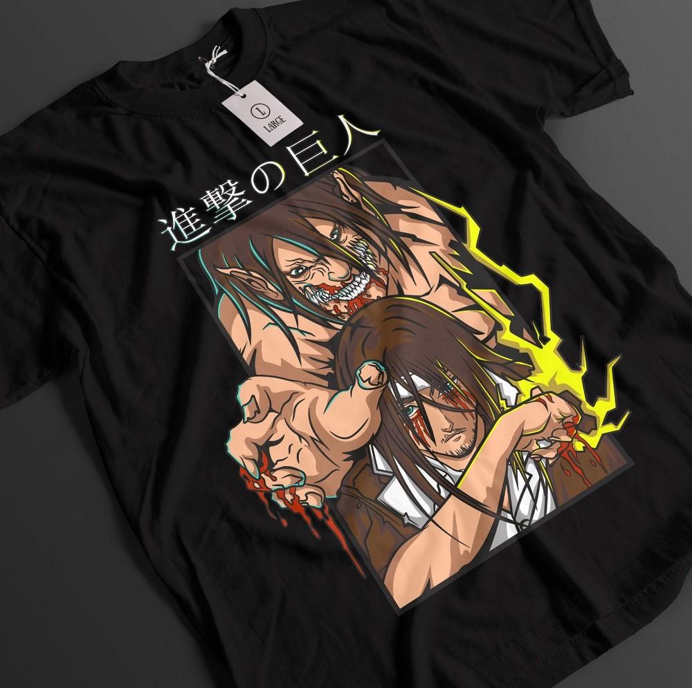 

Футболка Атака Титанов Эрен Йегер Футболка AOT Футболка Аниме Унисекс Графическая футболка 4XL
