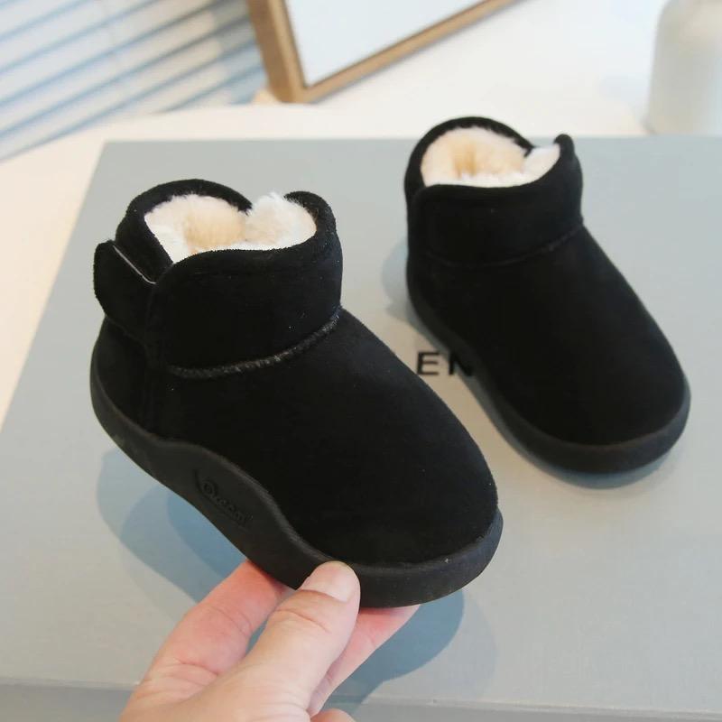 

Детские сапоги для малышей, зимние теплые детские зимние сапоги для мальчиков и девочек, обувь для младенцев с мягкой плюшевой подошвой, уличные кроссовки для новорожденных, детская обувь 22 чёрный