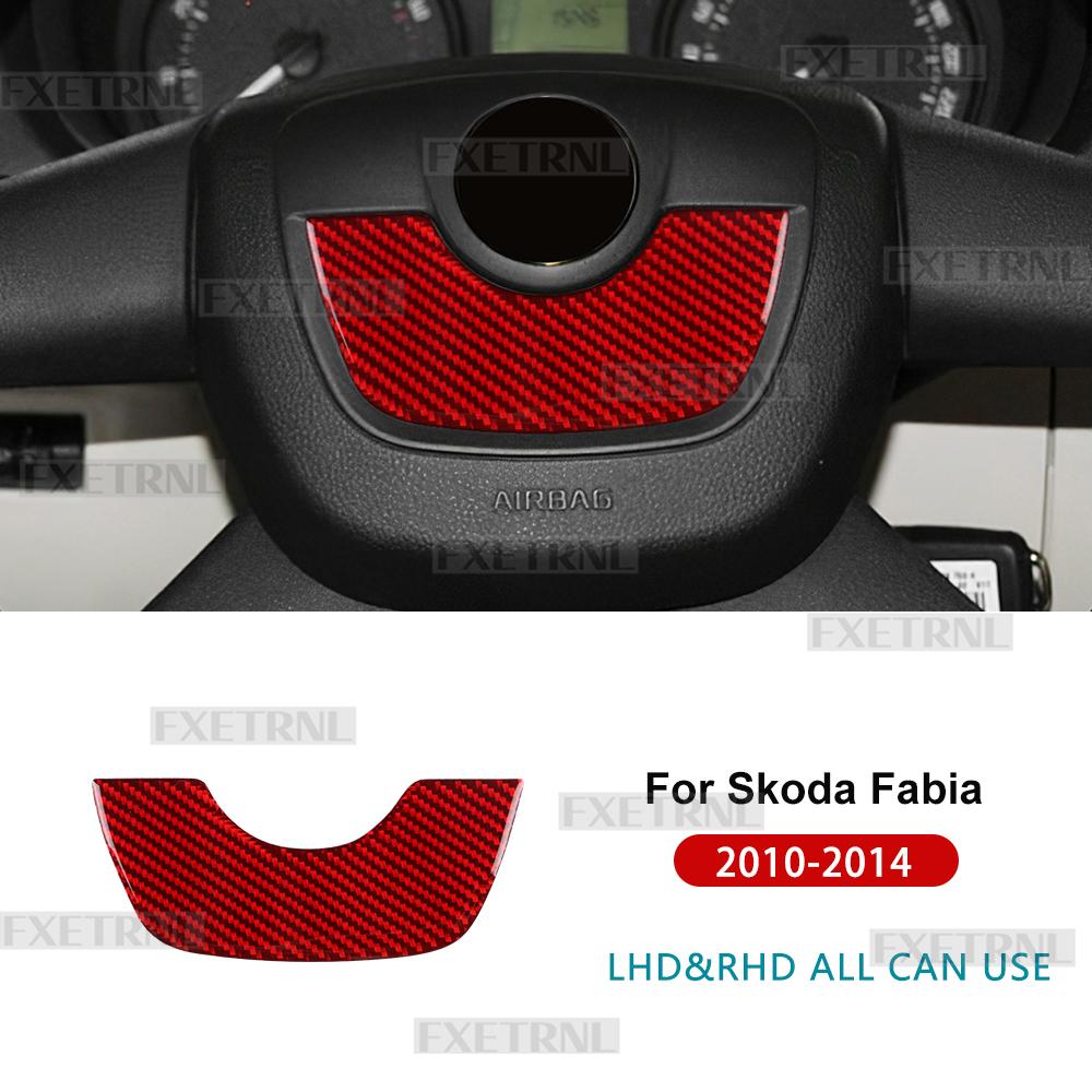 Real Soft Carbon Fiber Sticker For Skoda Fabia 2 MK2 5J 2010 2011 2012 2013 2014 LHD RHD Car Steering Wheel Center Panel Trim