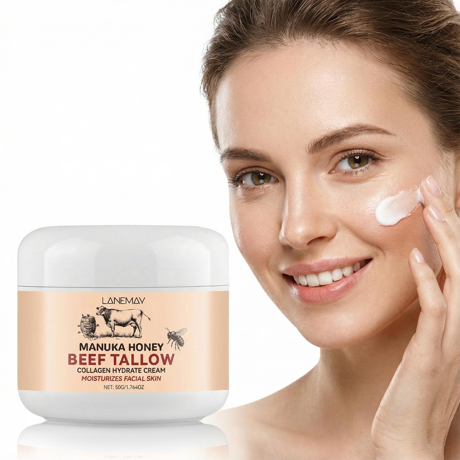 

Manuka Honey Beef Tallow Cream-Skin Firmness And Elasticity-Easily Absorbed-Suitable For All Skin Types, 50g