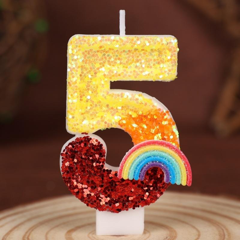 Hope Rainbow Numbers Birthday Candle Cake Party Decoration Birthday Handmade Candles 0-9