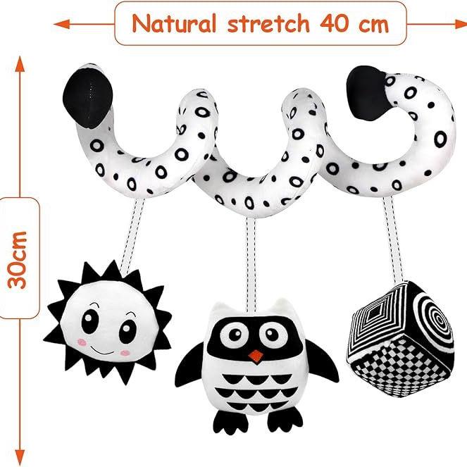 Black & White Cartoon Animal Crib Wrap Toy with Bells - Bee Design