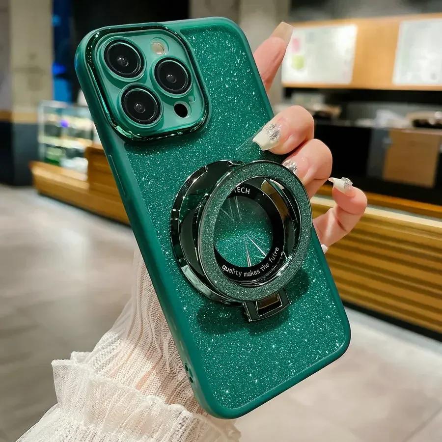 Pro Xiaomi POCO X7 Pro Magnetický držák prstenu Třpytivé TPU Ochranná fólie na čočku fotoaparátu pouzdro pro PocoX7pro Redmi Turbo 4 Měkký silikonový kryt