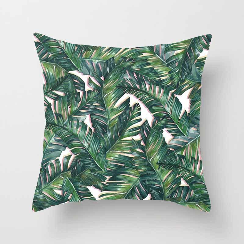 Fashion Tropical Plant Polyester Pillow Case Office Fabric Sofa Cushion Cover Home Polyester Pillow Case