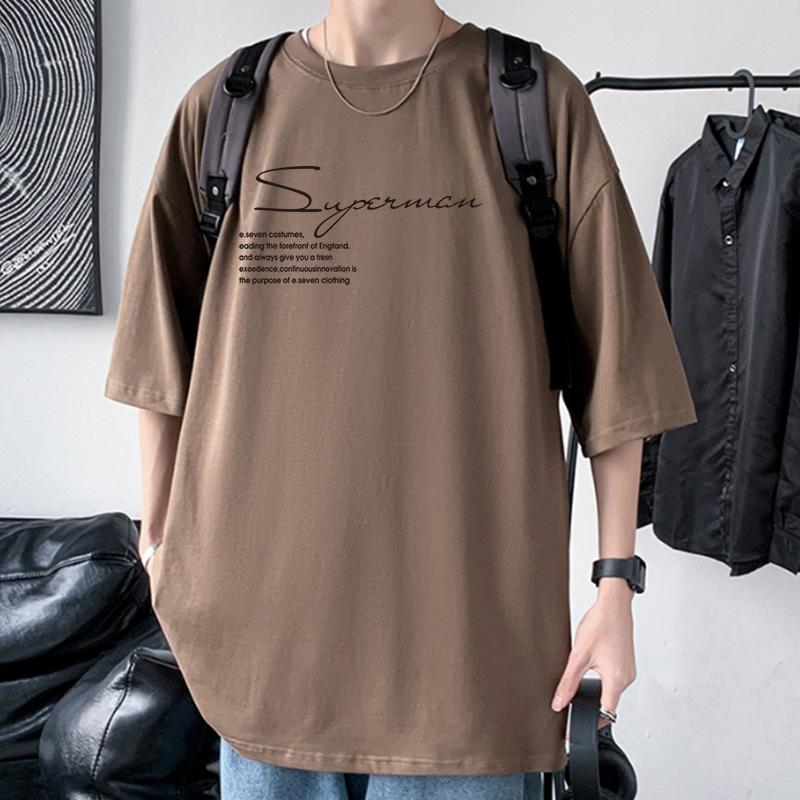 Men's Oversized Drop Shoulder T-Shirt 100% Cotton Streetwear Loose Tee
