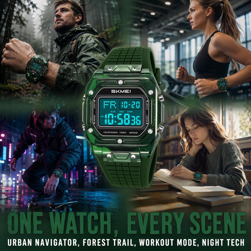 Unisex Digital Watch SKMEI Transparent Square School 2683