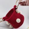 Yarn Knitting Pompom Bucket Handbag - Trendy Crochet Finished Women's Portable Bag