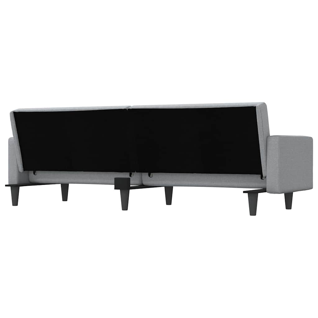 Sofa Bed with Cushions Light Grey Fabric