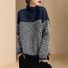 Women Autumn and Winter Sweater Thickened  Warm Knitted Stretchy Long Sleeve Oversized Top High-neck Sweater