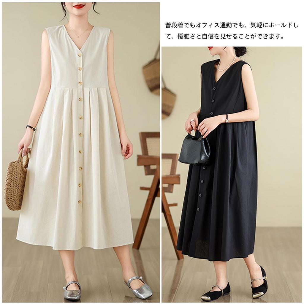 Long with Cool Summer Loose Everyday Autumn [MSFQSNB] Women's Dress, V-Neck, Sleeveless, Pockets, Retro, Dress, Figure-Flattering, Fit, Slimming,