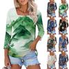 Women's T Shirt Tee Print 3/4 Sleeve Daily Weekend Fashion Basic Square Neck  Regular Top
