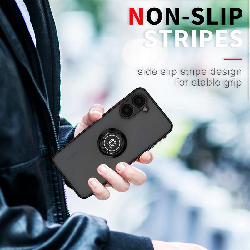 Shockproof Magnetic Matte Case For Realme 11 10 Pro Plus 9 8 7 Pro 5G 9i 8i C35 C33 C31 C30 C21Y C55 C53 Ring Stand Phone Cover