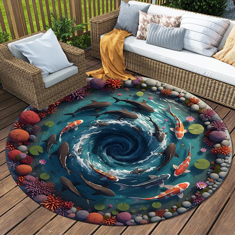 3D Vision Stone Round Area Rug,Carpet Rug for Living Room Bedroom Sofa Playroom Decor,Non-slip Floor Mat