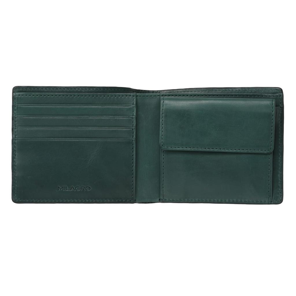 Milagro Himeji Goat Leather Bifold Wallet with Coin Purse (Men's Bifold Wallet with Coin Purse, Himeji Leather, Genuine Goat Leather) EA-MI-203 (Navy)