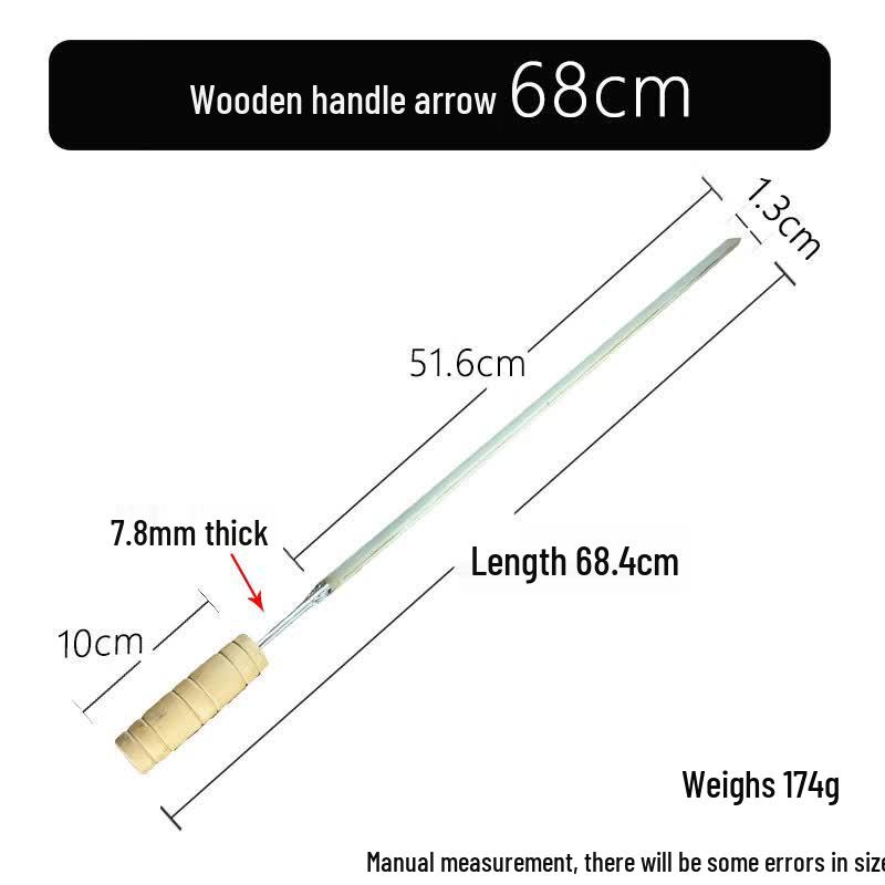 Direan Commercial Stainless Steel BBQ Skewer with Wooden Handle