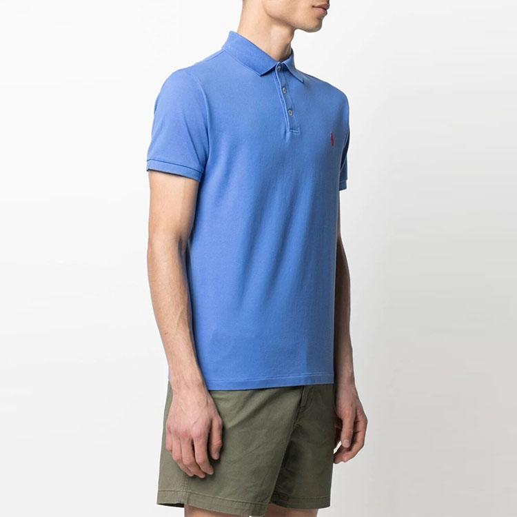 Polo Ralph Lauren Solid Color Logo Embroidered Straight Fit Short Sleeve Polo Shirt Men tops Blue 710541705-056