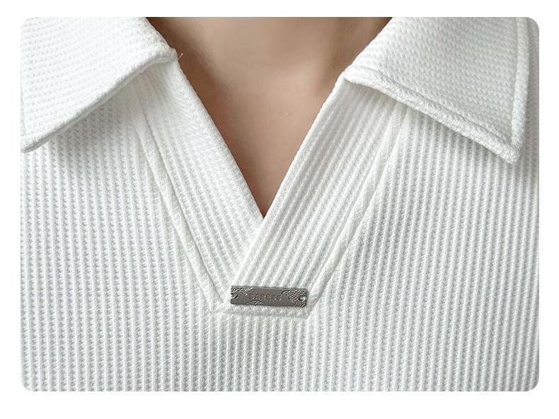 Men's Trendy V-Neck Fleece-Lined Polo Sweatshirt - Autumn/Winter 2025 Collection