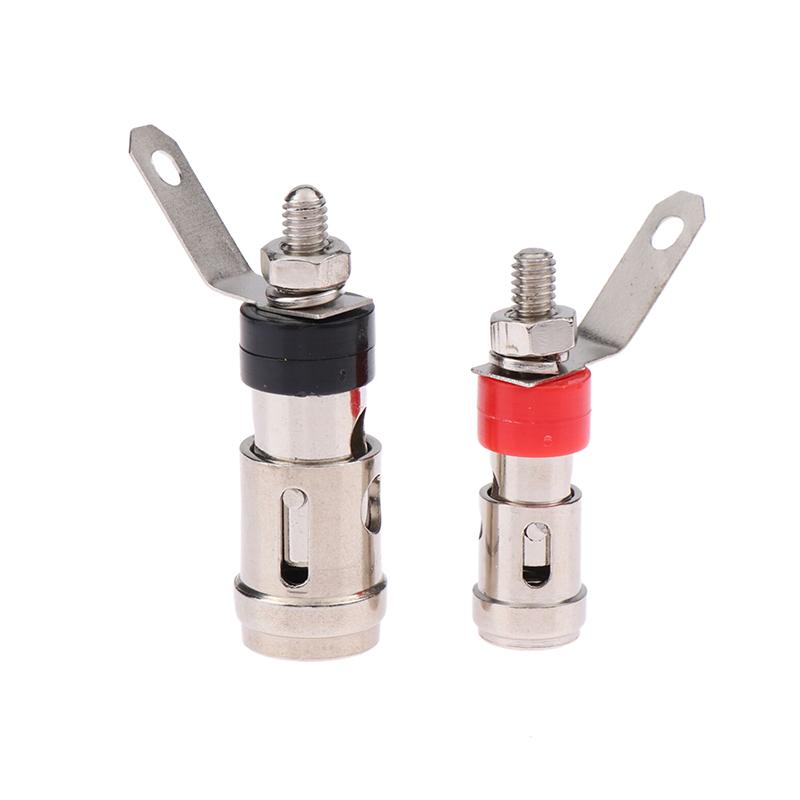 2Pcs  Nickel Plated 2Mm/4Mm L Banana Audio Plug Jack Socket Connector Amplifier Terminal Spring Loaded Binding Post
