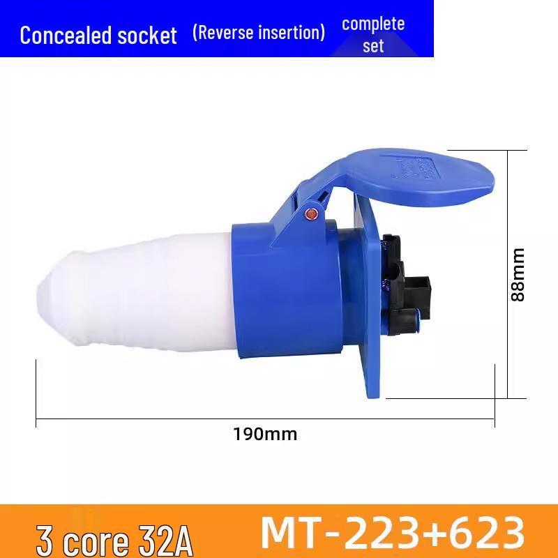 Waterproof Industrial Aviation Plug Socket: 16/32A Three-Phase Connector, 3-5 Pin, Recessed/Surface Mount Options