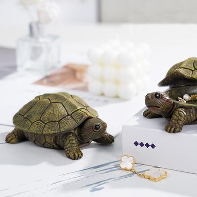 Turtle Jewelry Box Necklace Earrings Bracelets Ring Storage Box Home Decor Holder Turtle Figurine Resin Crafts Home Decorations