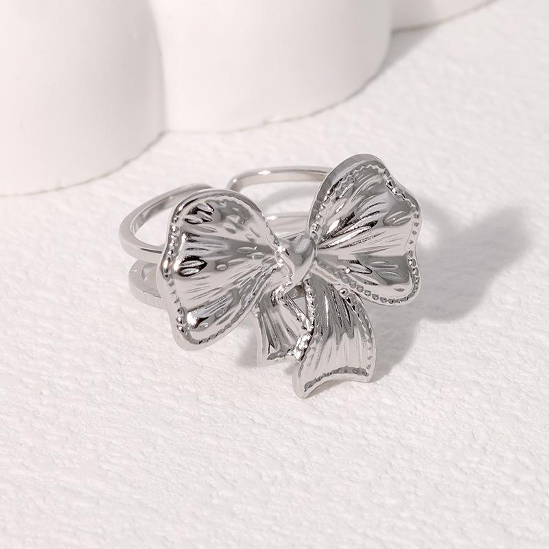 Elegant French-Inspired Stainless Steel Ring: Floral, Butterfly, Geometric Design for Women
