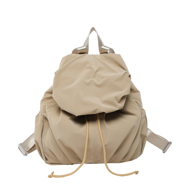 Niche Pleated Puff Feeling Backpack 2025 New Female College Student Schoolbag Niche Design Travel Backpack