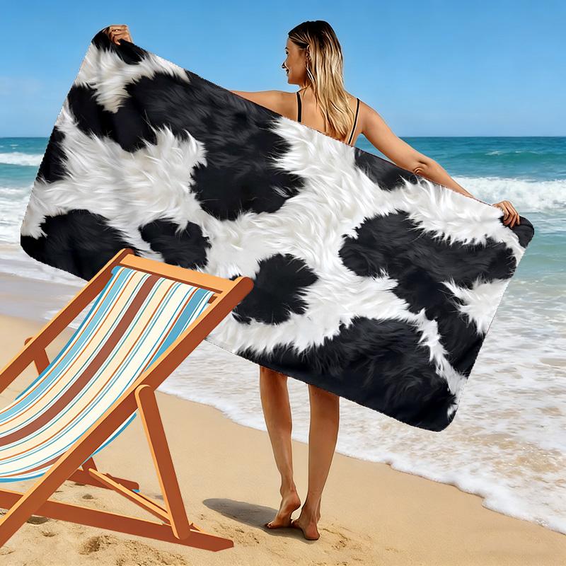 Rustikales Rindsleder-Stil-Druck Strandtuch, Großes Weiches Schnelltrocknendes Handtuch für Strand Camping Schwimmen
