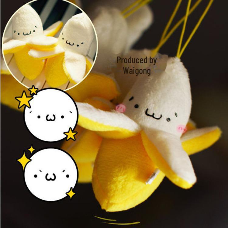 Kreativer Schlüsselanhänger aus Plüschpuppe mit geschälter Banane