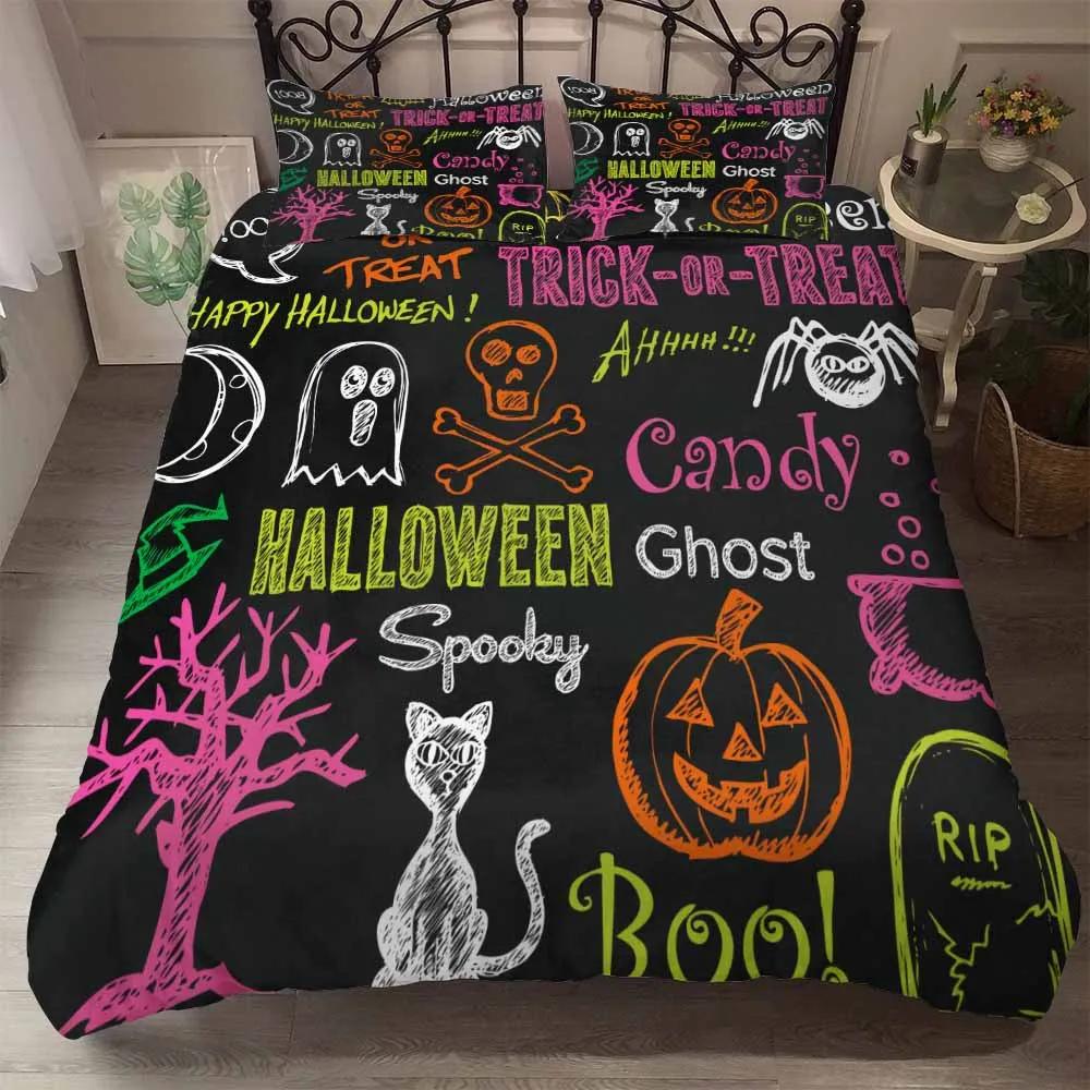 

3D Print Bedding Set Custom/Europe/Usa Queen/KingDuvet Cover Set Terror Halloween Smoke Skull Cover Set Drop Ship Bedding Tyf EU Single(135*200cm)3pcs