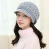 Ear Protection Women Beret Cap Winter Thicken Knit Hat Striper Knitted Cap  Autumn Winter