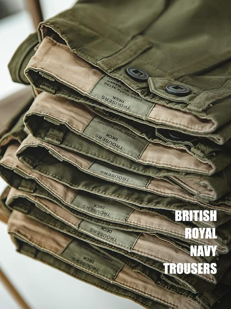 NORMEN Britische Marine Kampfhose Cargohose Stretch Light Twill Royal Navy Easy Pants [NNNORMEN] (Grün, XL)