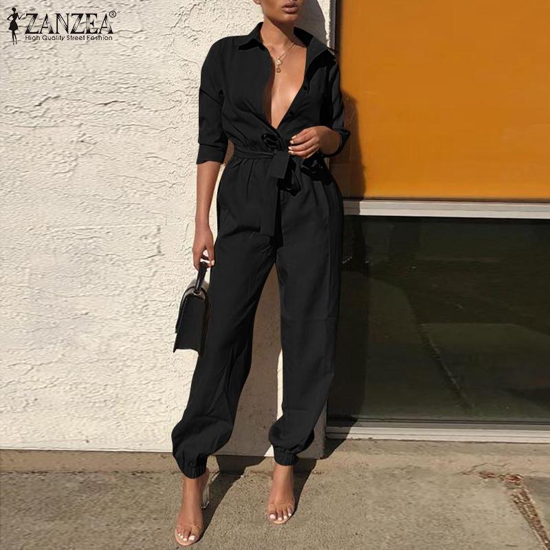 Buy ZANZEA Women Turn Down Collar Long 