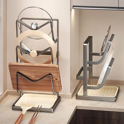 2025 Kitchen Pot Lid and Cutting Board Storage Rack – Countertop Organizer