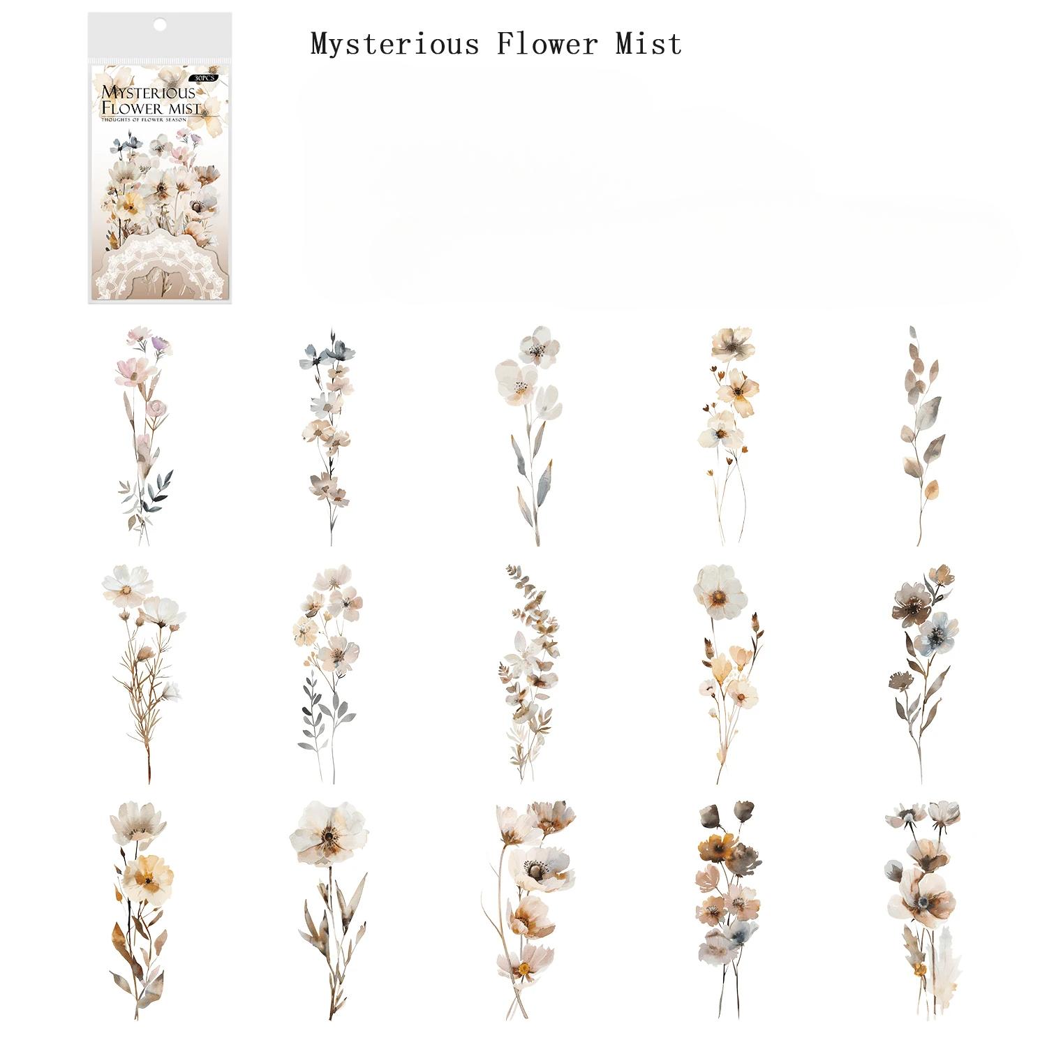 

Винтажные цветы ПЭТ наклейки DIY декоративные наклейки для джанк-журнала для скрапбукинга, этикетки, дневника, альбома, планера