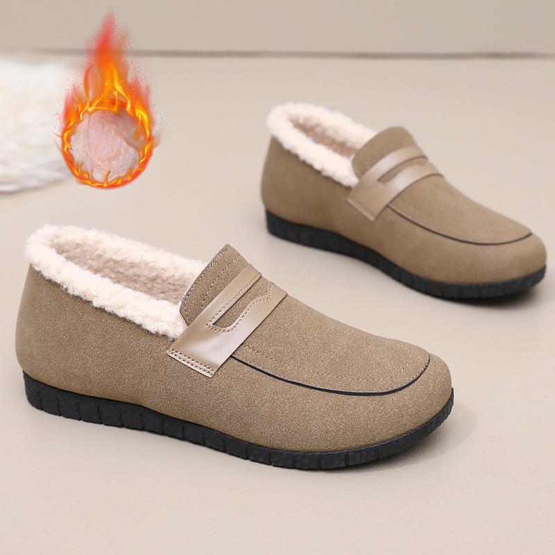 Women Shoes with Winter Velvet Cotton Shoes One Step On Warm and Non Slip for Mom Lightweight for Going Out 2025 New Flat Shoes