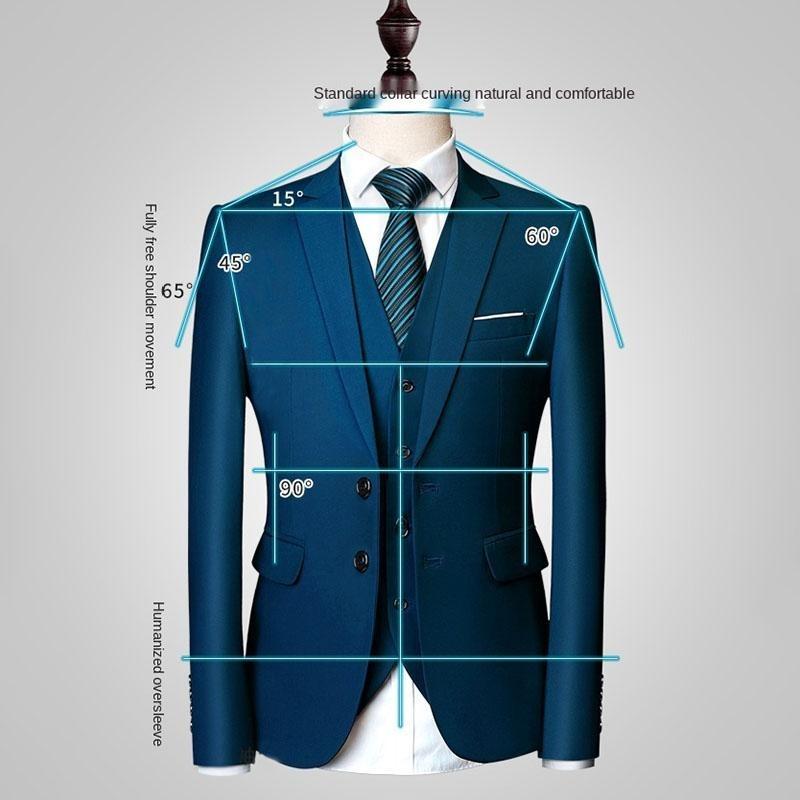 (Bunda + vesta + kalhoty) Pánský oblek Třídílný oblek, Nový Jednobarevný Slim Boutique Business Fashion Sada pánského oblečení