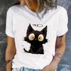 Graphic Casual Fashion Tshirt Summer Kitten Crew Neck Short Sleeve T-shirt Clothes Girls Anime Black Cat Print T Shirt for Women