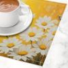 4pcs Linen Placemat Set, Bee Dance Floral Fabric Table Mats, Suitable for Kitchen and Restaurant Decoration, Family Gathering Dinner Table Decoration,
