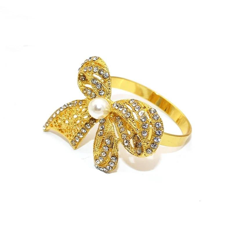 6pcs/lot High End Restaurant Bow Napkin Rings Metal Napkin Holder, Table Decoration and Accessories Wedding Napkin Ring