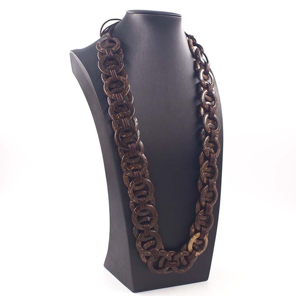 Adjustable Beaded Waist Chain Coffee Retro Tassel Waist Chain Coconut Shell Woven Belt  Cool Girls