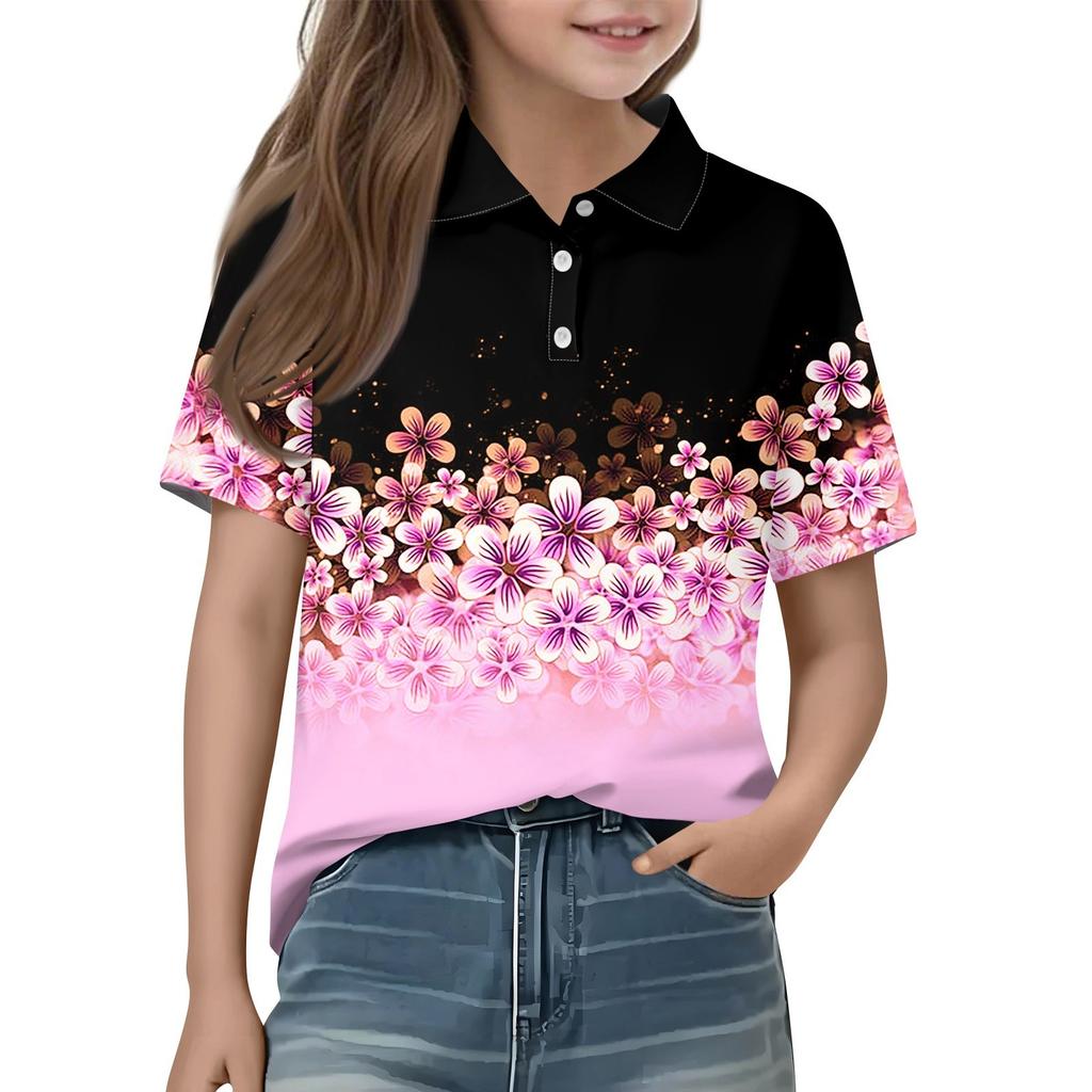 Children's Daily Casual Short-sleeved Print Tops T-shirts  Shirts