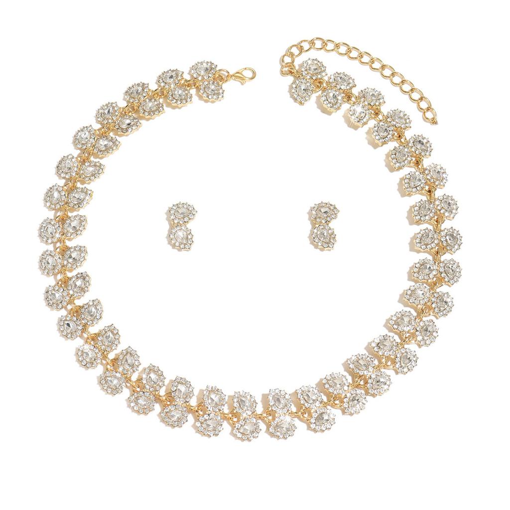 Hochzeit Braut Halskette Ohrringe Schmuckset Diamantlegierung Accessoires Leichter Luxus