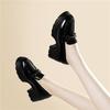 Mirror Black British Style Loafers Jk Uniform Heightened Platform Single Shoes Women's Thick Heel Fashion One Pedal Women's Shoes