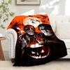 For Halloween,Horror Icons,Pumpkin Carving-Themed Flannel Blanket, Glam Style, Digital Print, All-Season Comfort, Tear-Resistant, Knitted Cr
