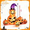 Halloween Stacked Pumpkins Inflatable Props with Witch Hat for Outside Party