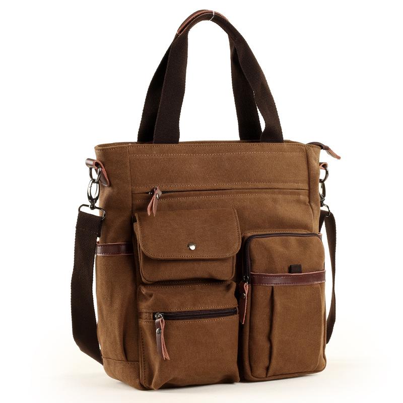 Men's Handbags Briefcase Canvas Shoulder Bag Man for Documents Large Capacity Tote Laptop Bag Crossbody Travel Bags Vintage K004