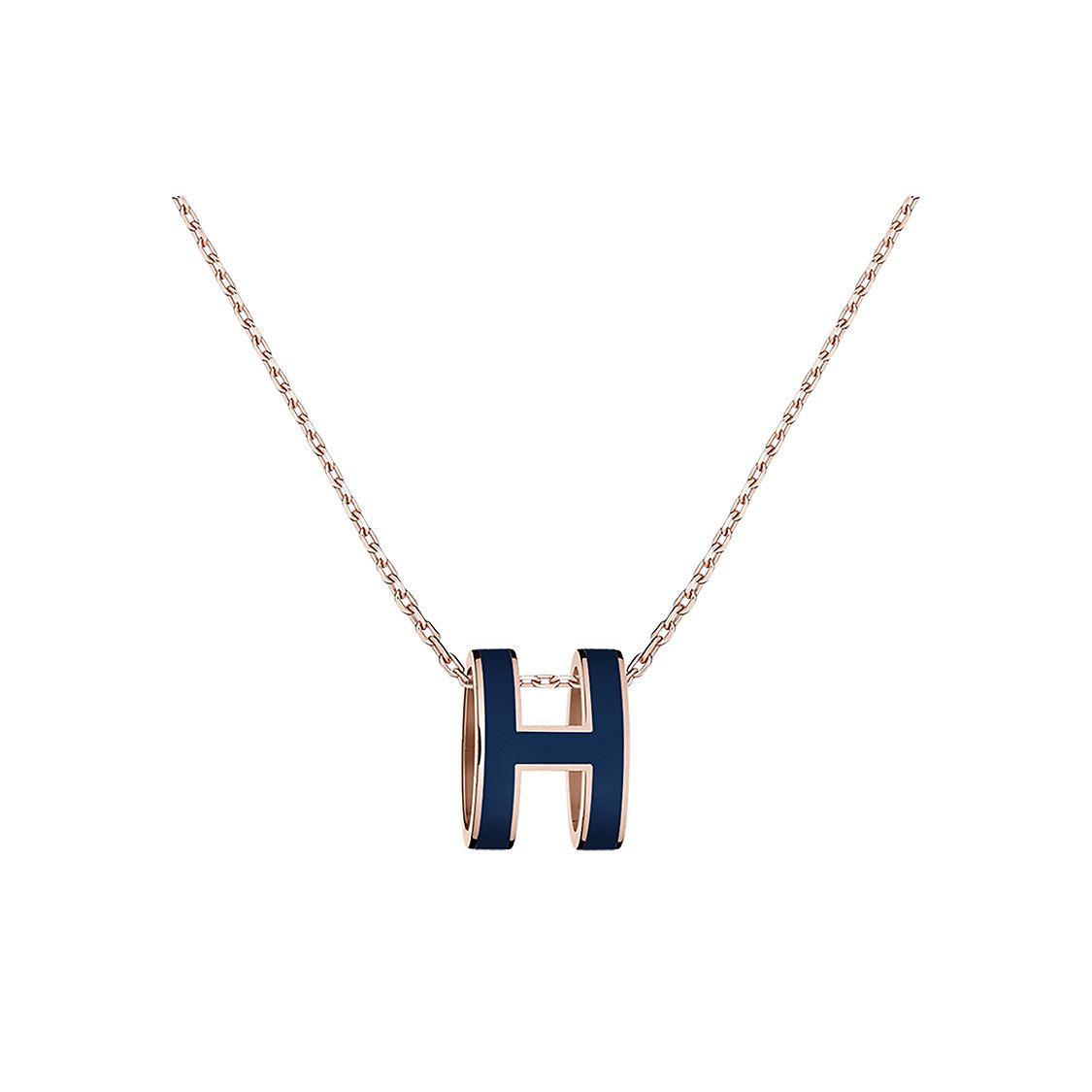 

Hermes Pop H Series Letter Fashion Alloy Necklace Women necklace H147991FOS6 Navy blue rose gold
