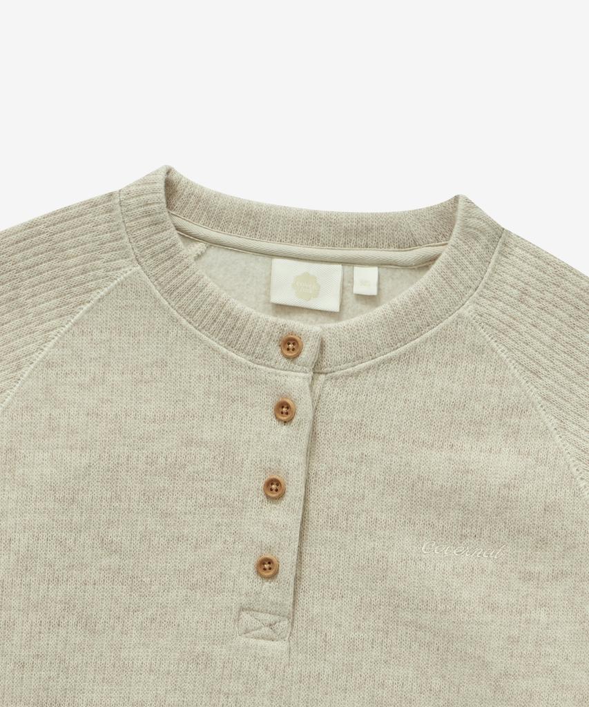 COVERNAT WOMAN Henley Neck Sweatshirt Oatmeal