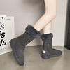 Medium boots women's new velvet thickened warm versatile sleeve thick-soled cotton boots large size